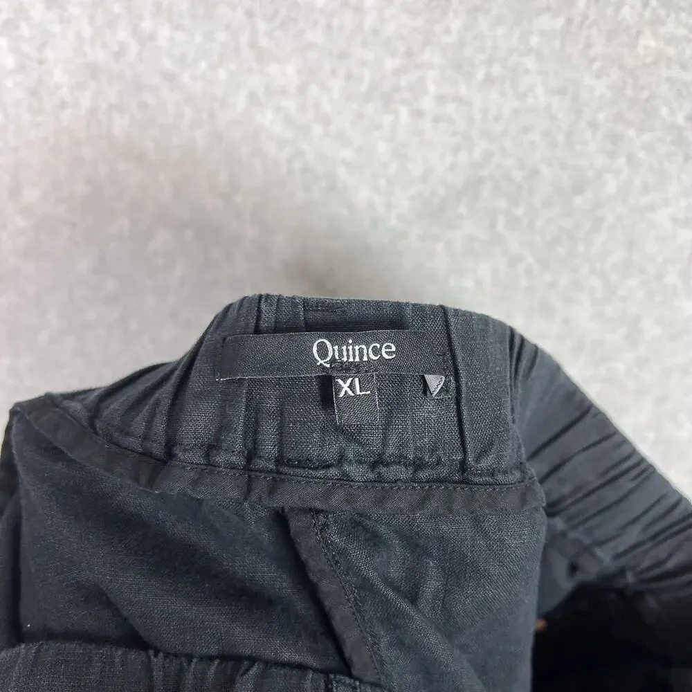 Quince Black 100% European Linen Cropped High Waisted Pants Size XL